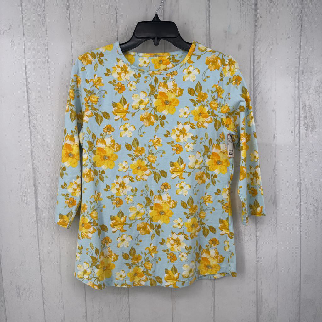 XS 3/4 slv flower print top
