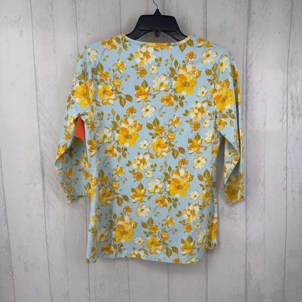 XS 3/4 slv flower print top