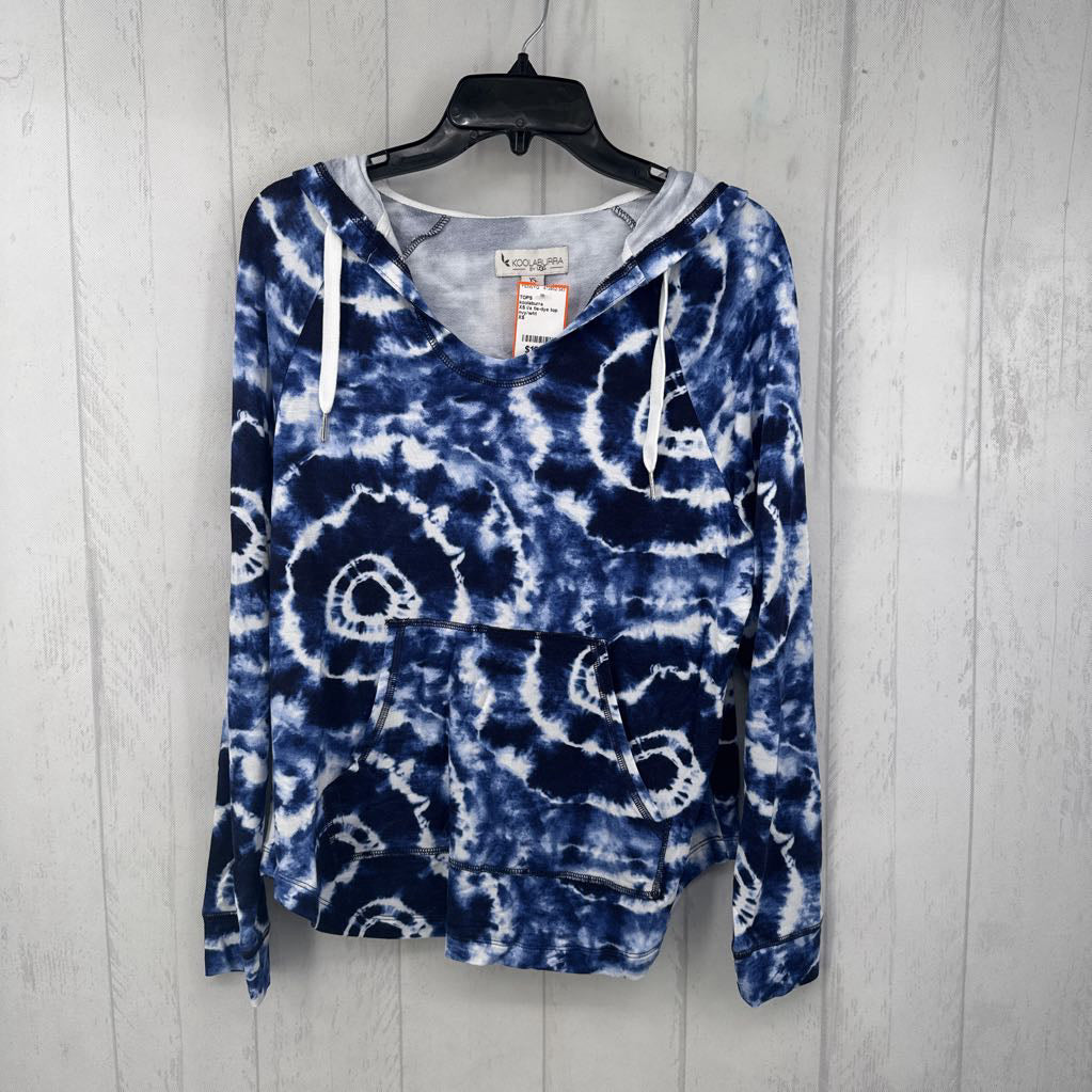 XS l/s tie-dye top w/ hood