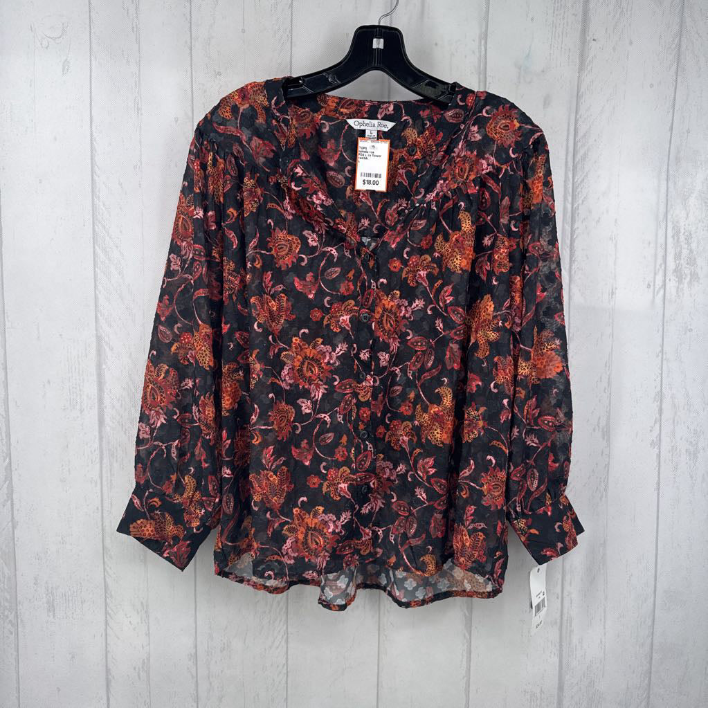 R34 L l/s flower print button shirt