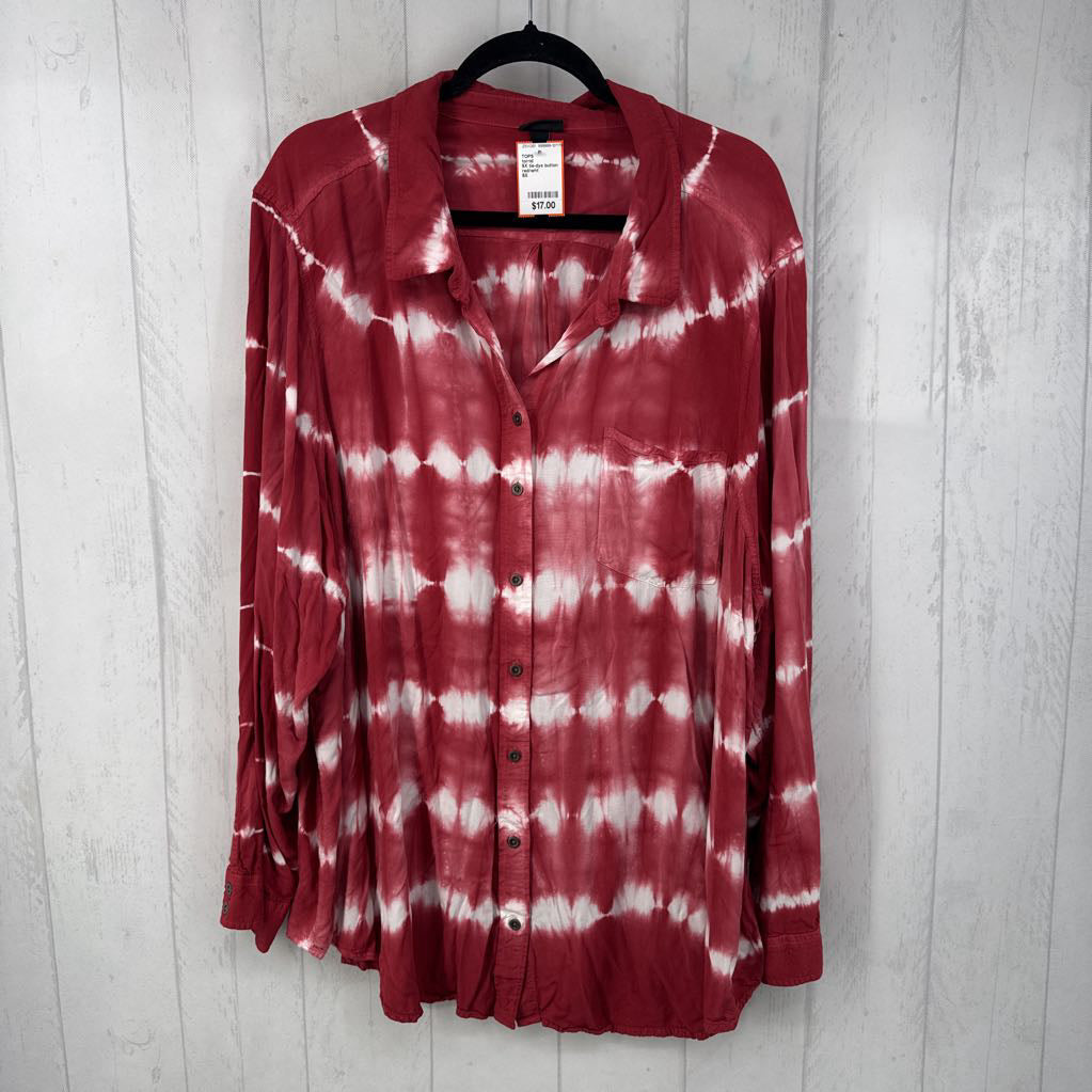 5X tie-dye button down l/s top