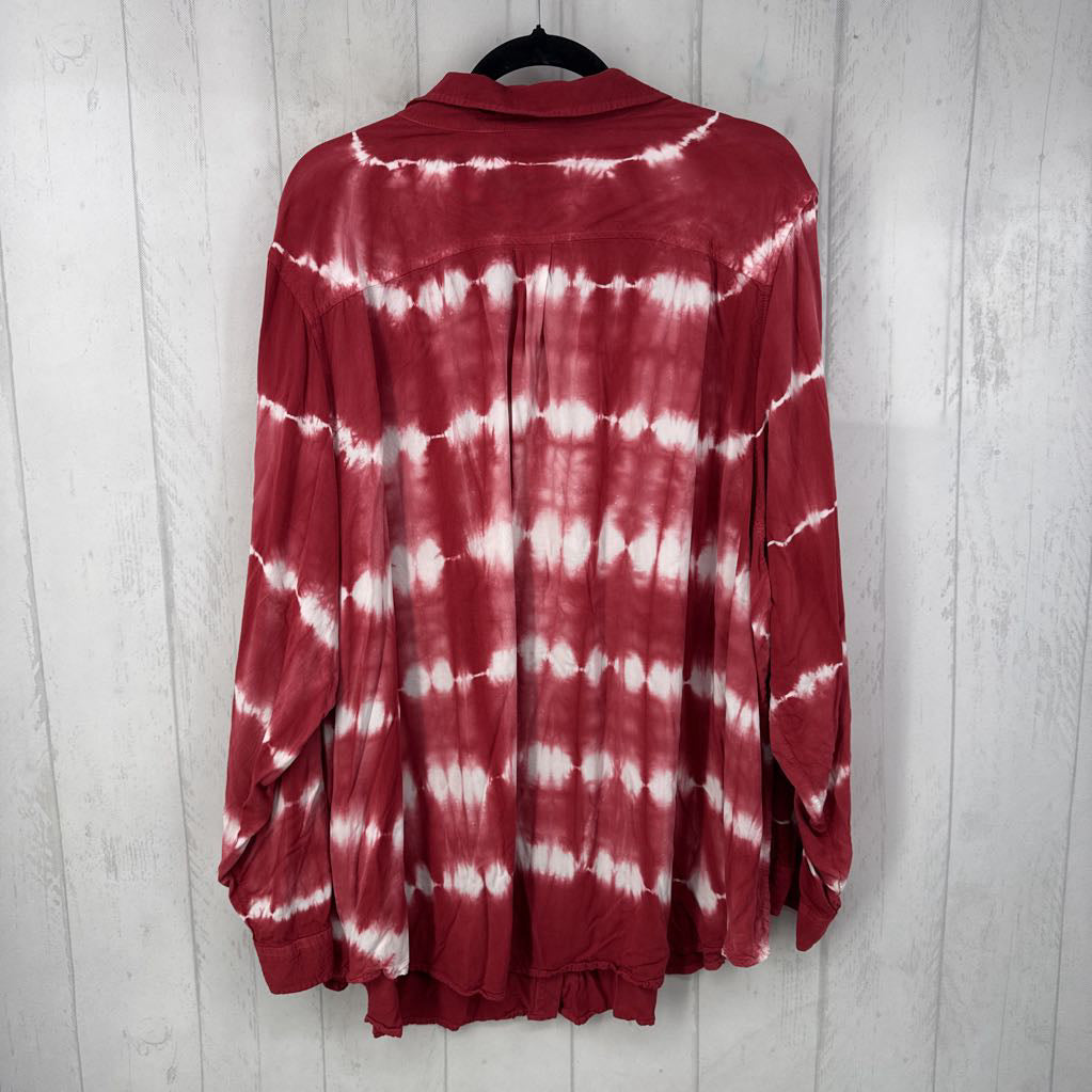 5X tie-dye button down l/s top