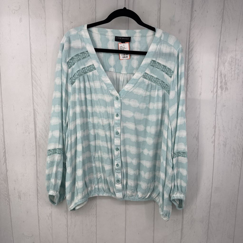 26/28 tie-dye v-neck button down l/s top