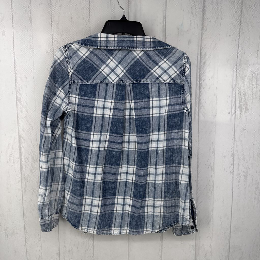 S plaid button down l/s top