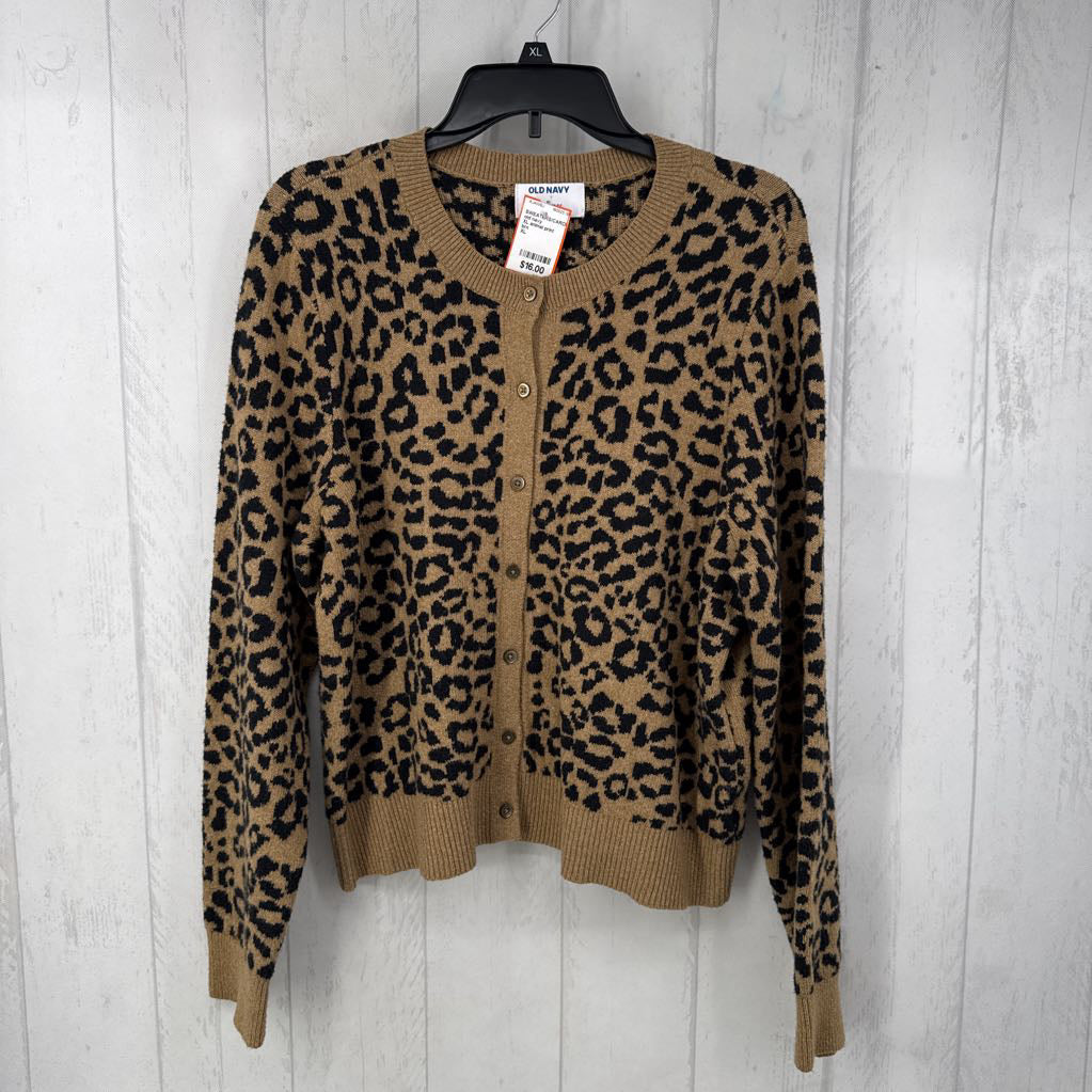 XL animal print button down cardi