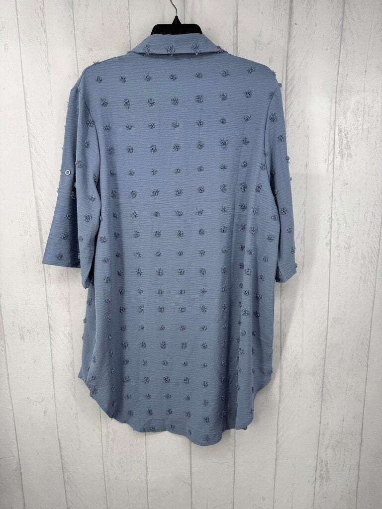 L textured v-neck tab slv top