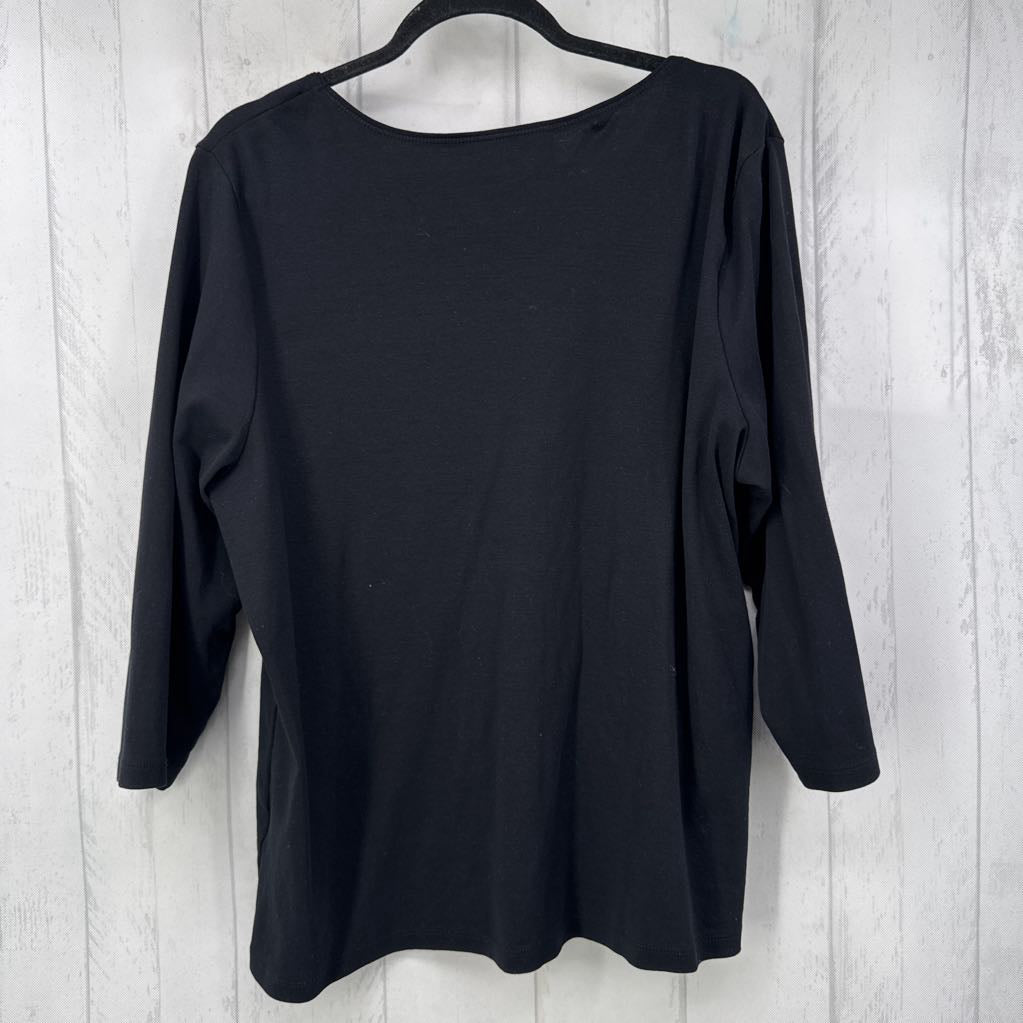 2X scoop neck 3/4 slv tee