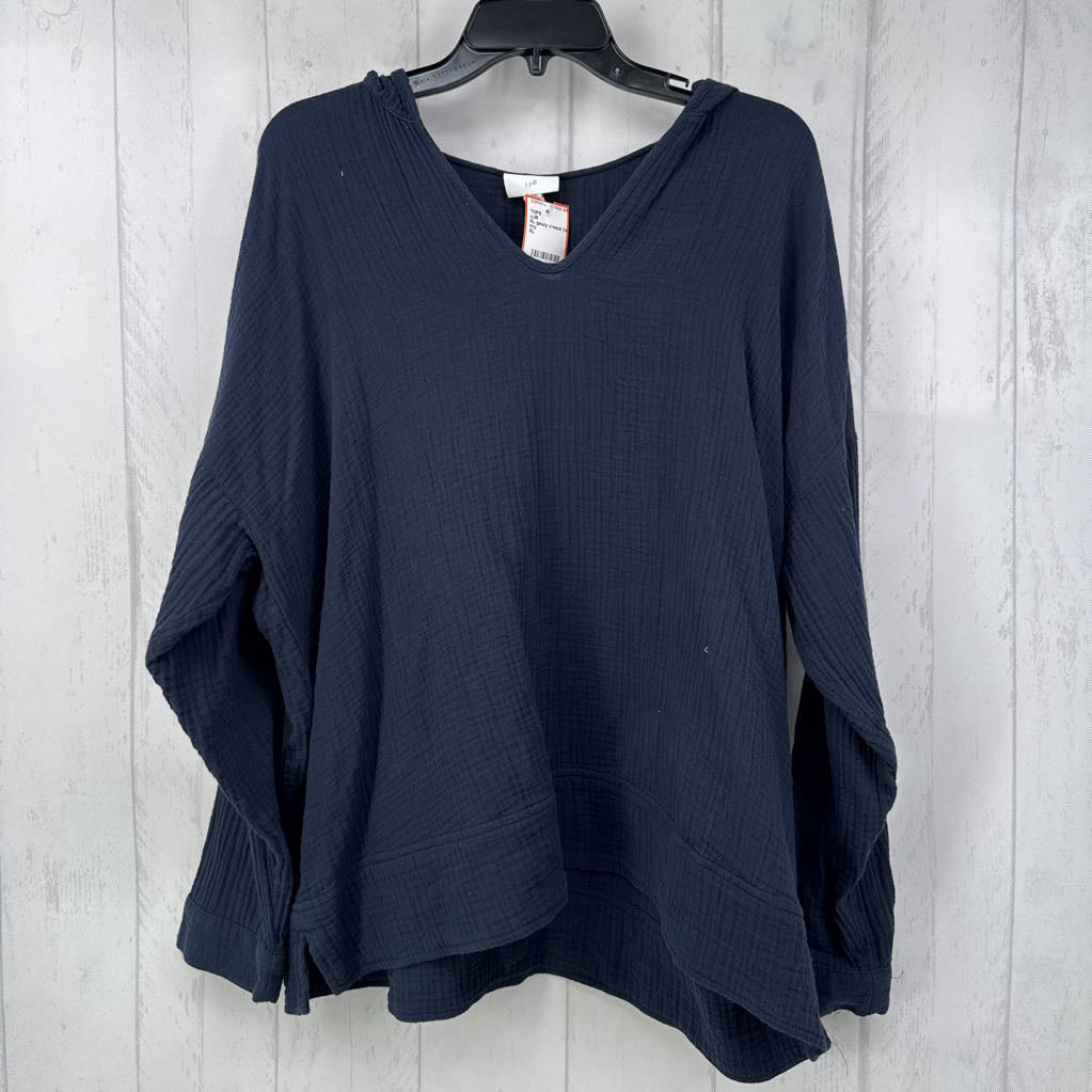 XL gauzy v-neck l/s top