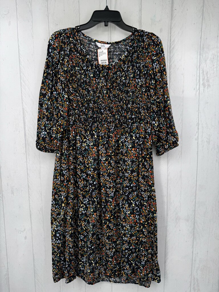 Mp smocked flo print 3/4 slv dress