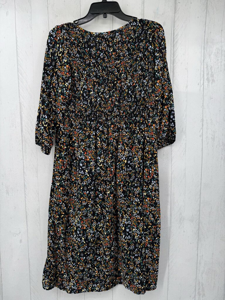 Mp smocked flo print 3/4 slv dress