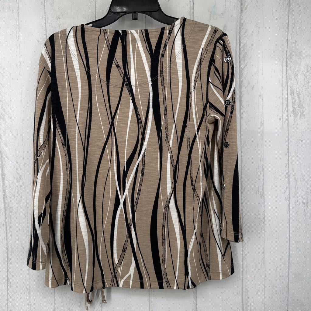 S printed cinched side 3/4 slv top