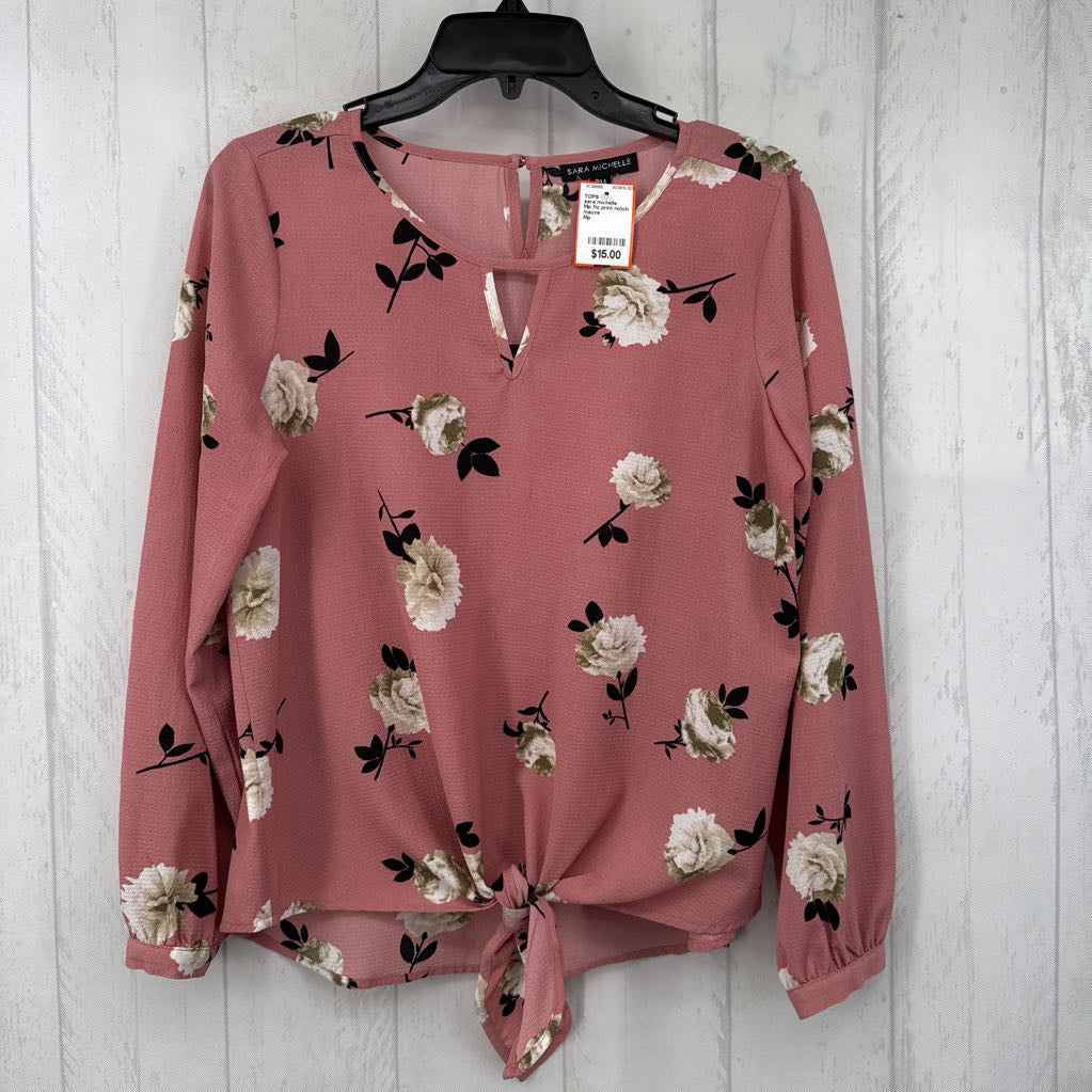 Mp flo print notch neck l/s top