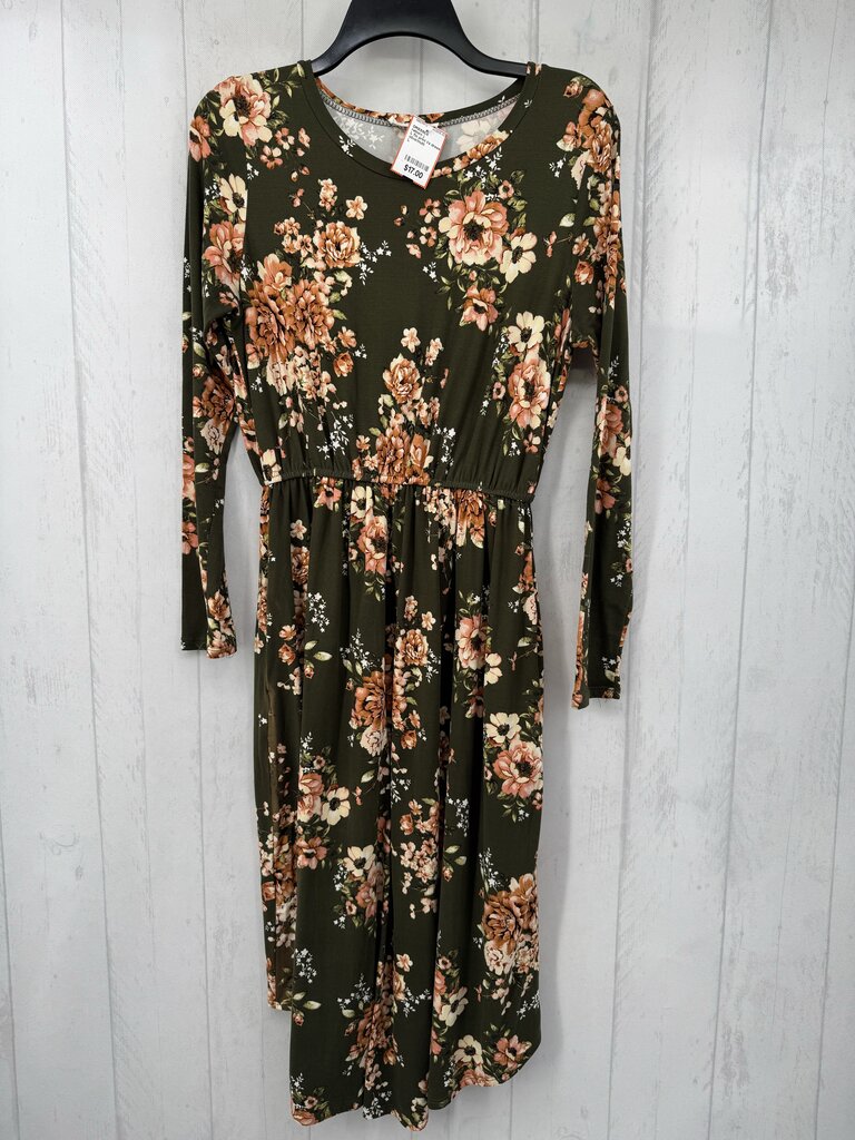 L flo print l/s dress