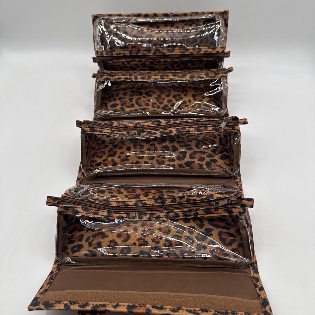 nylon animal print roll up beauty case