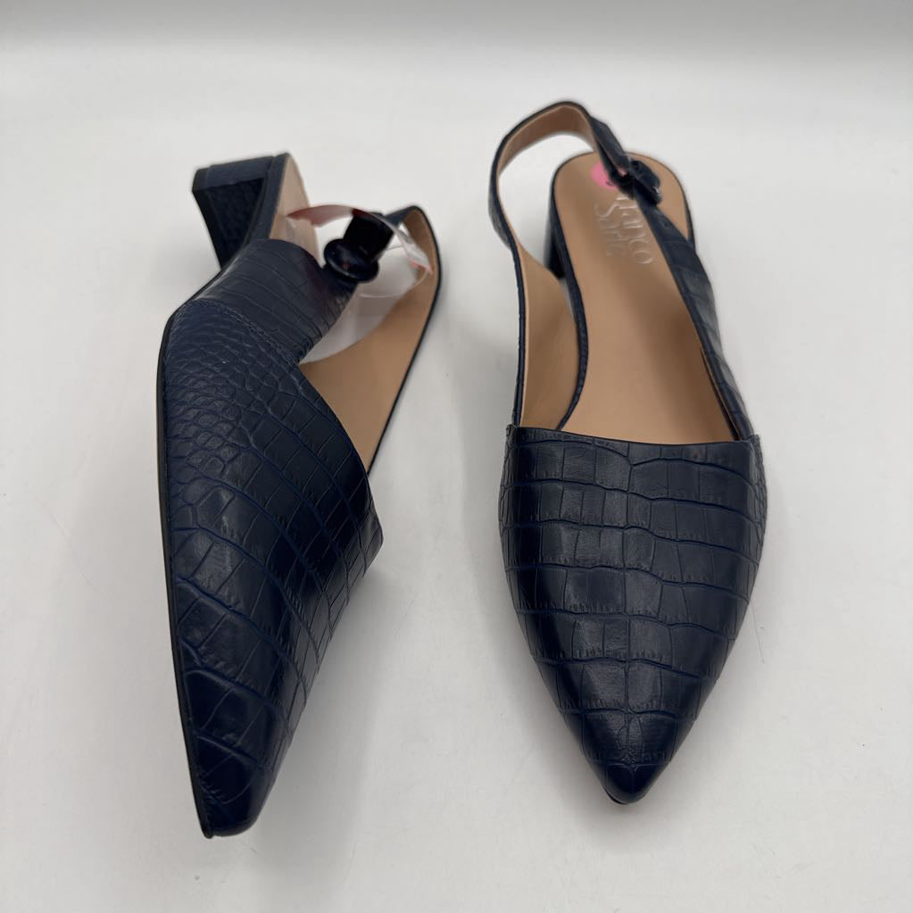 9 faux croc slingbacks