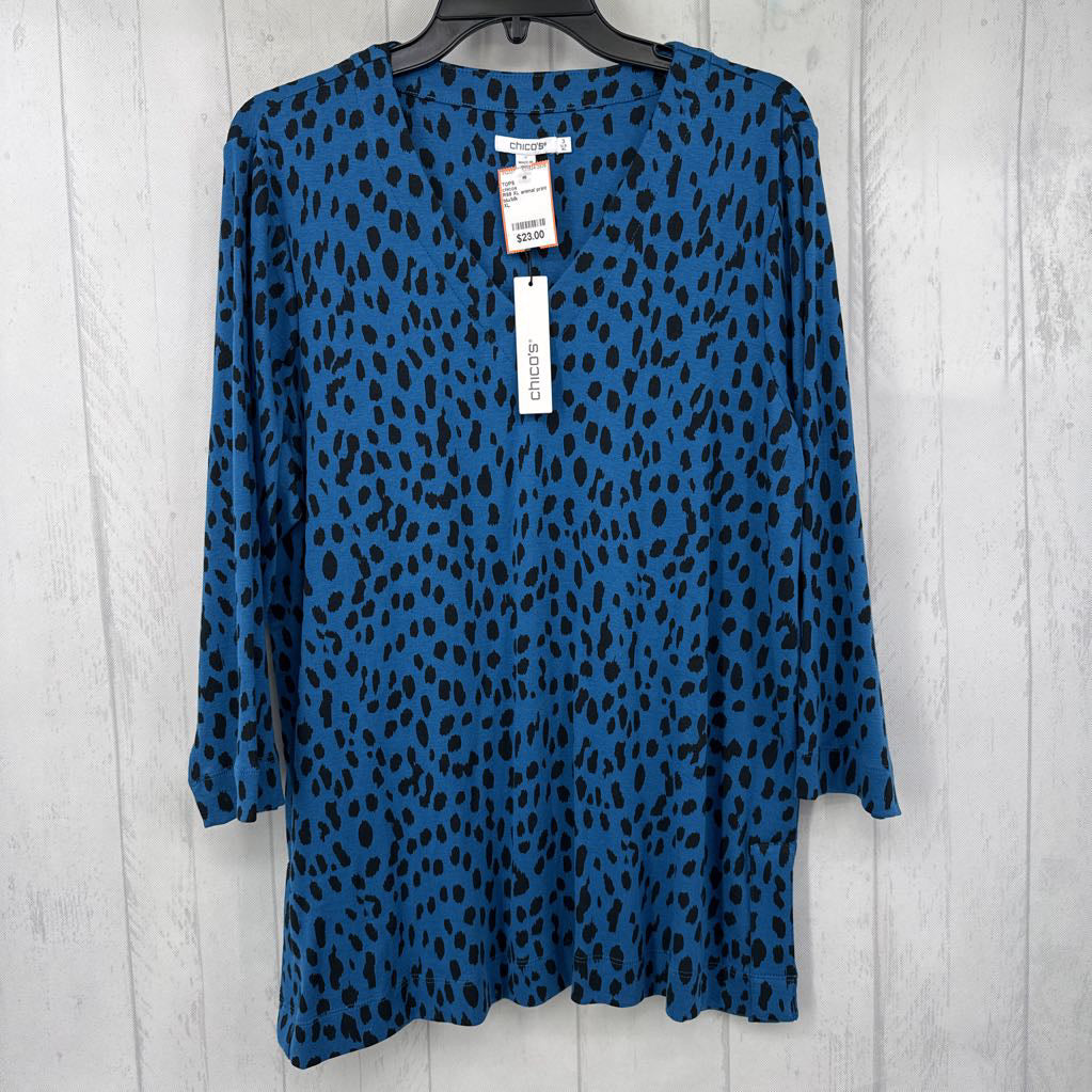 R69 XL animal print v-neck 3/4 slv top