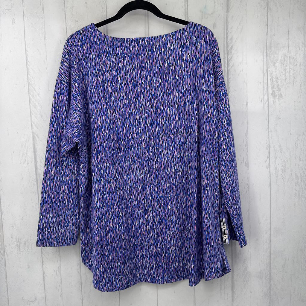 2X printed scoop neck 3/4 slv top