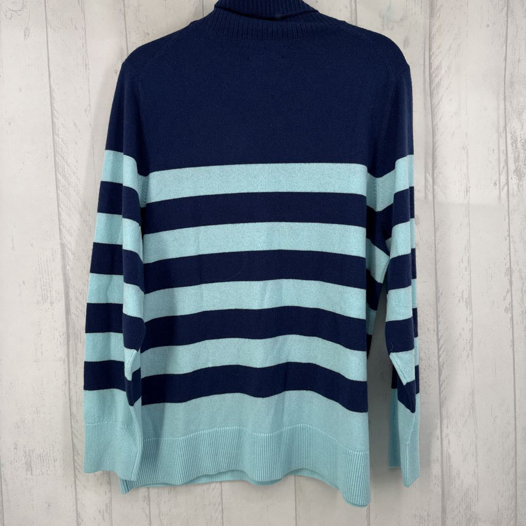 1X striped cowl neck sweater