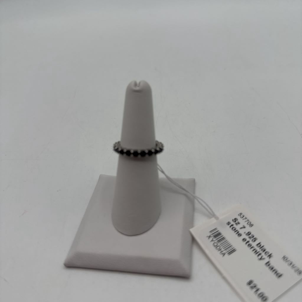 Sz 7 .925 black stone eternity band