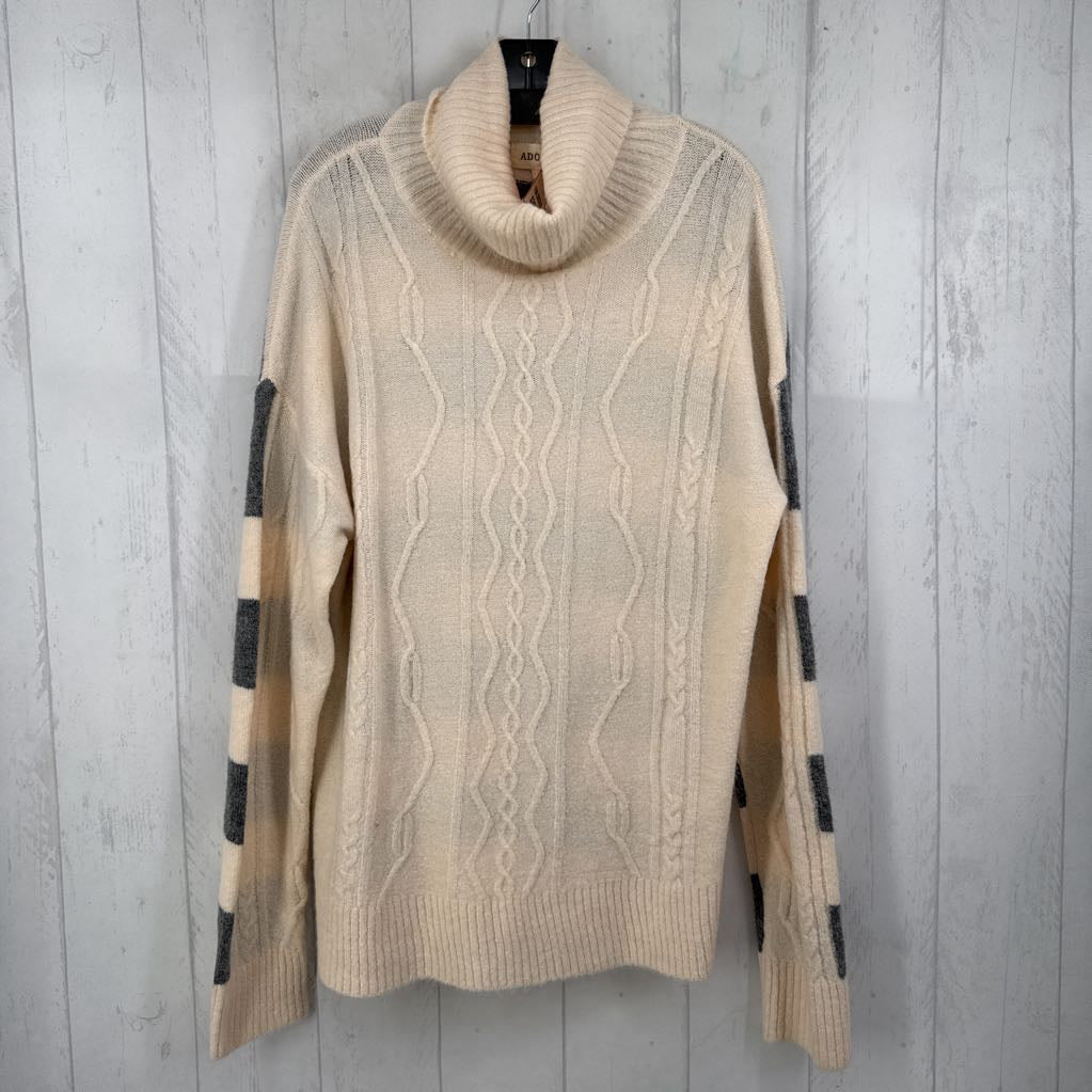 R44 L cowl neck striped back sweater