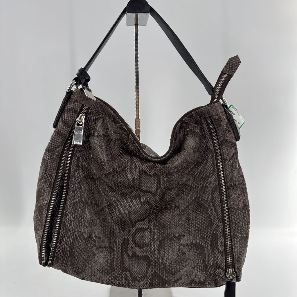 snakeskin print w/ zipper detail shoulderbag