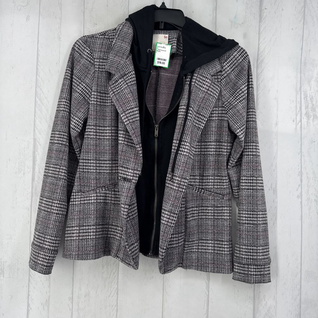 L plaid layered jacket