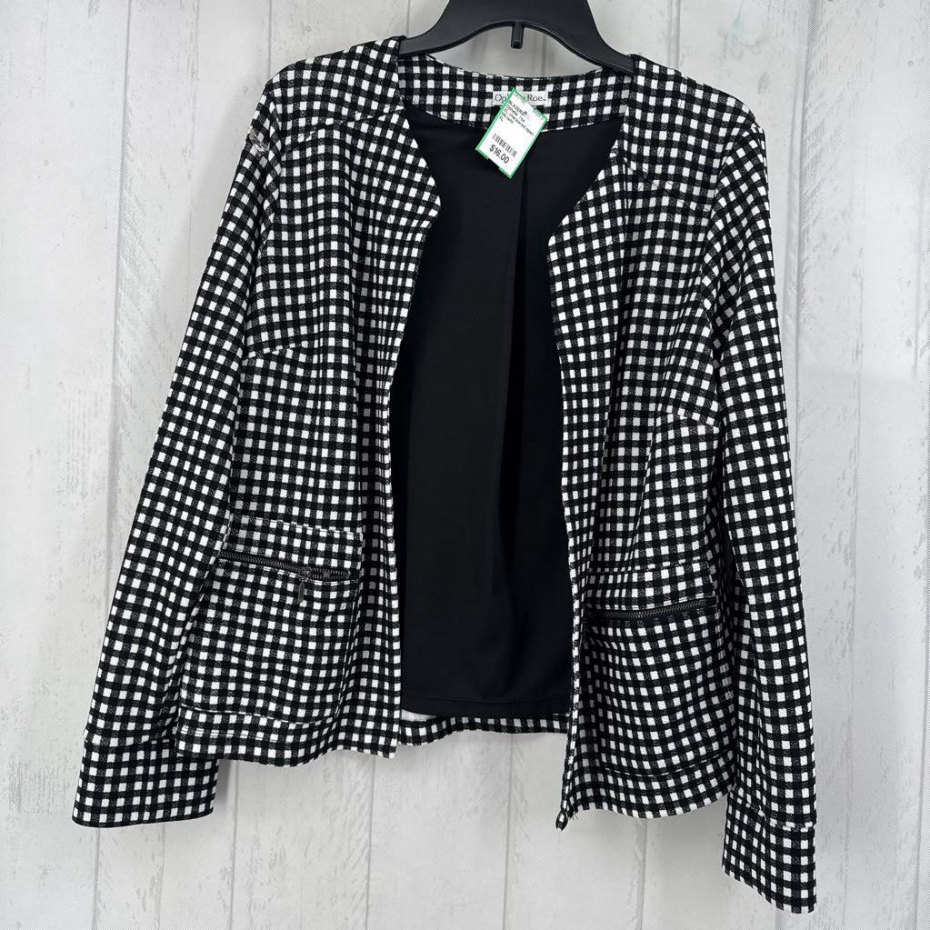 XL checkered open front blazer