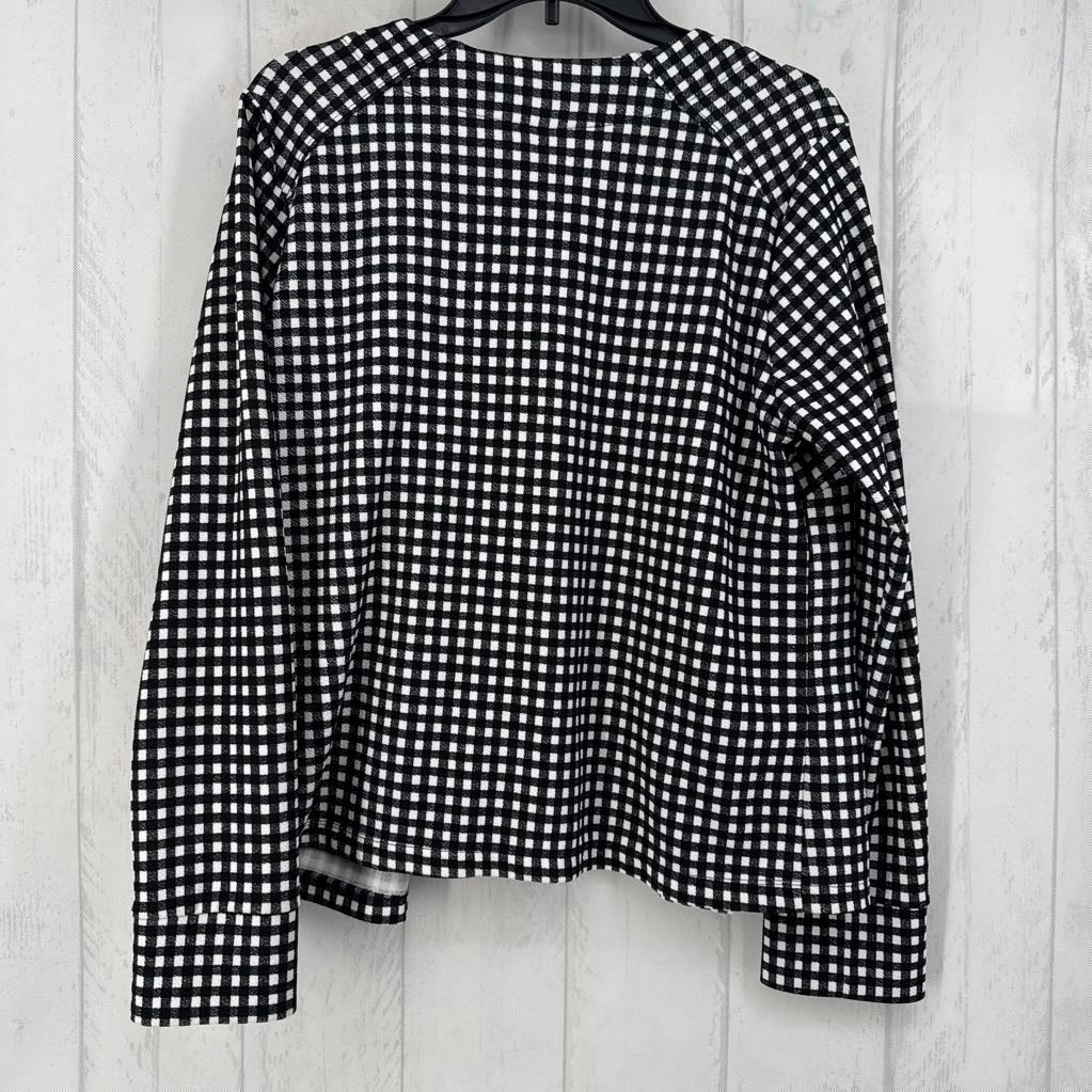 XL checkered open front blazer