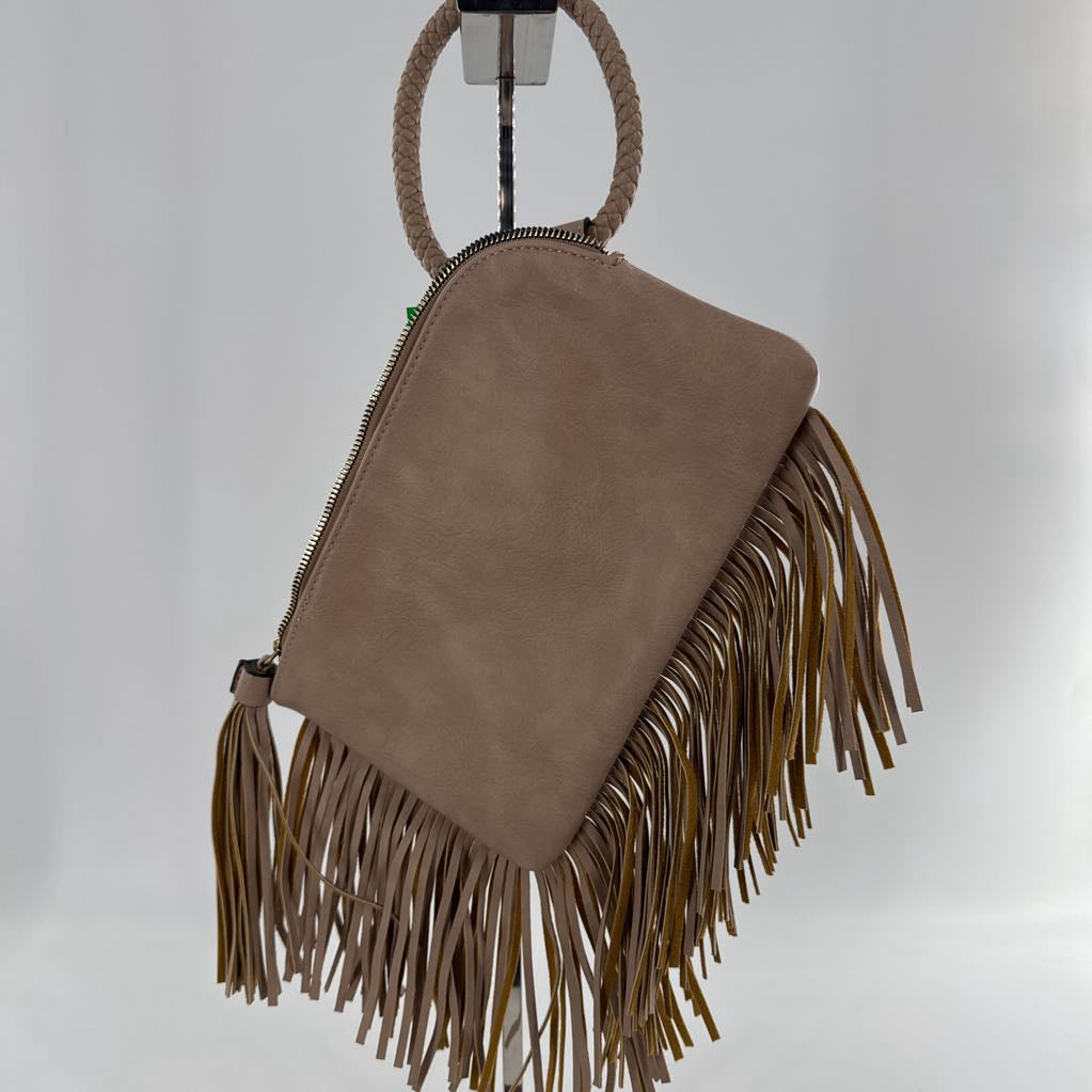 vegan leather fringe wristlet
