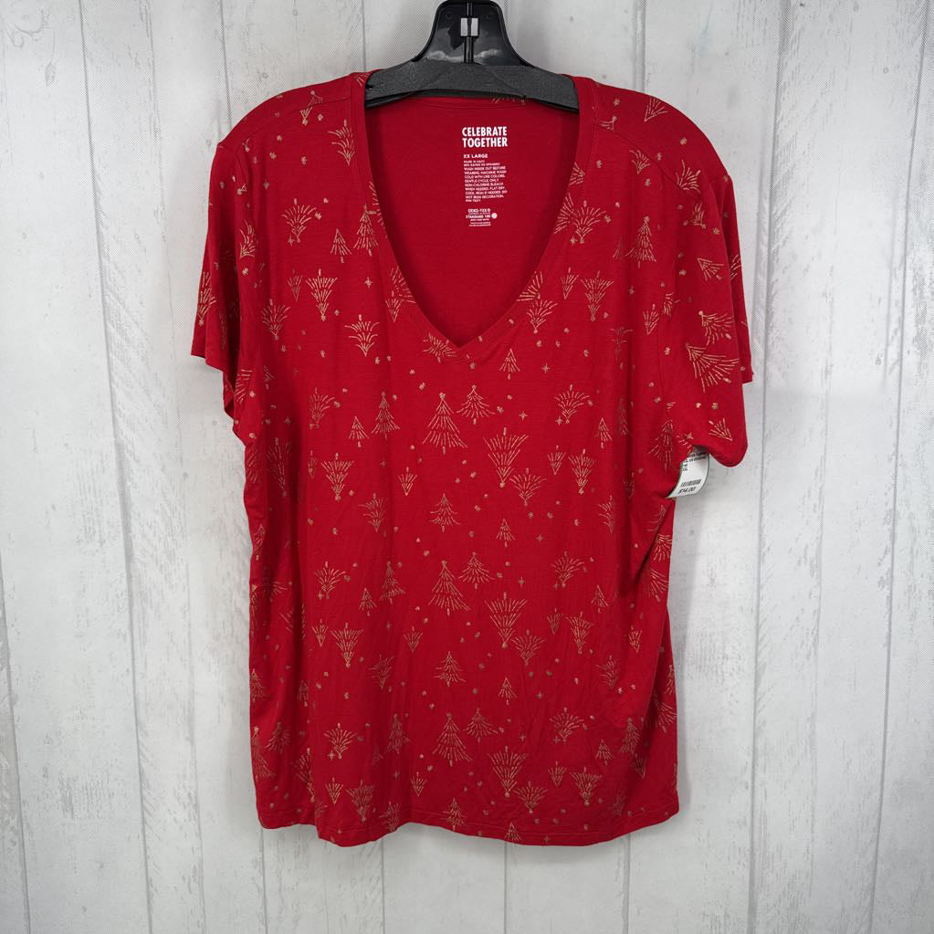 XXL s/s christmas tree v-neck top