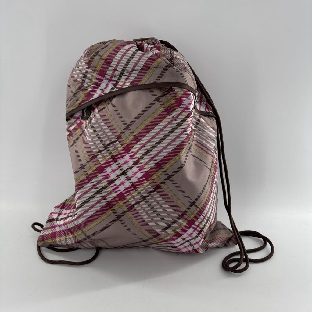 thirty-one nylon plaid drawstring backpack