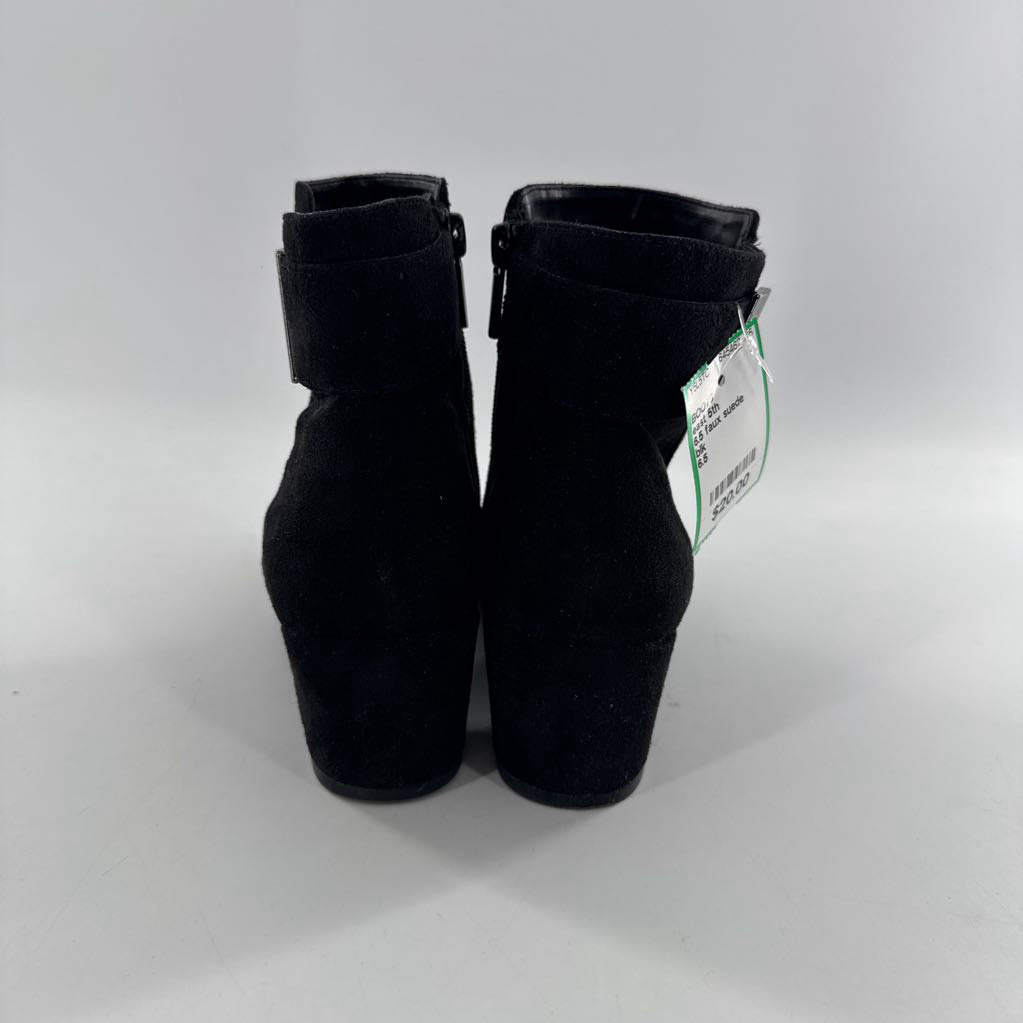 6.5 faux suede block heel ankle boot