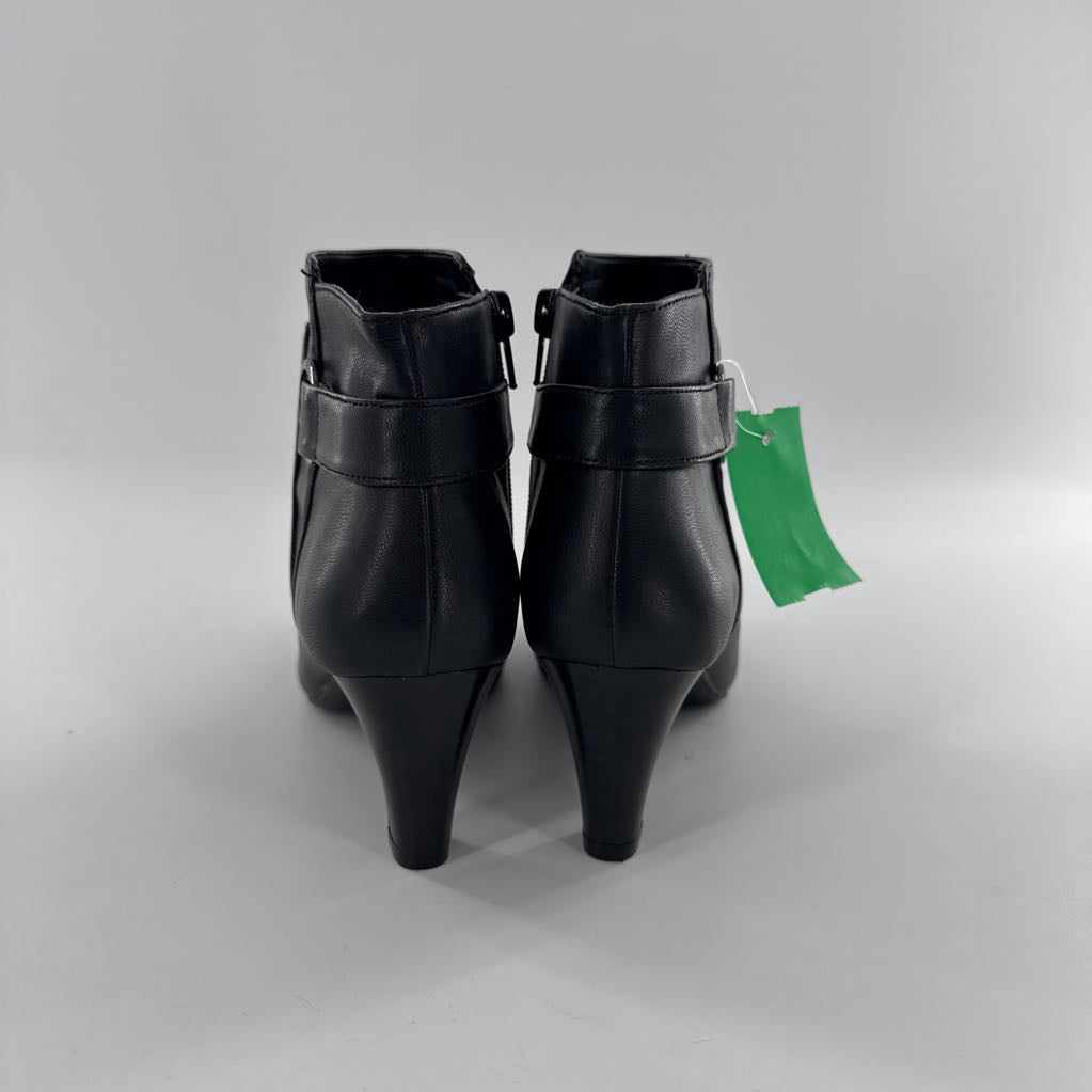 6 vegan leather low heel bootie