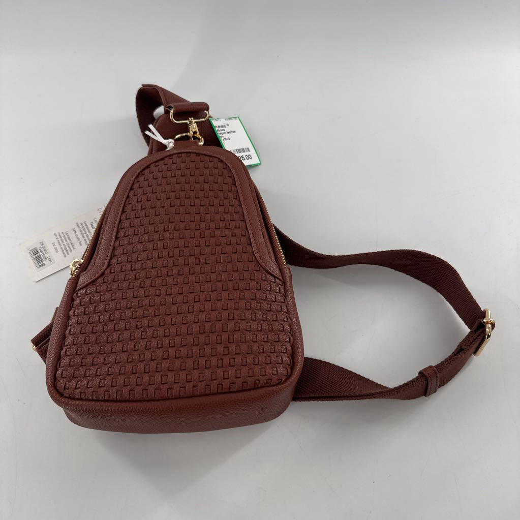 vegan leather woven slingbag