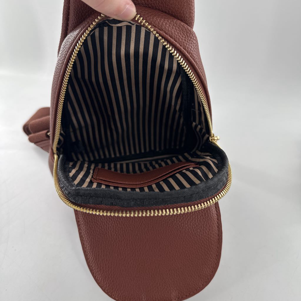 vegan leather woven slingbag