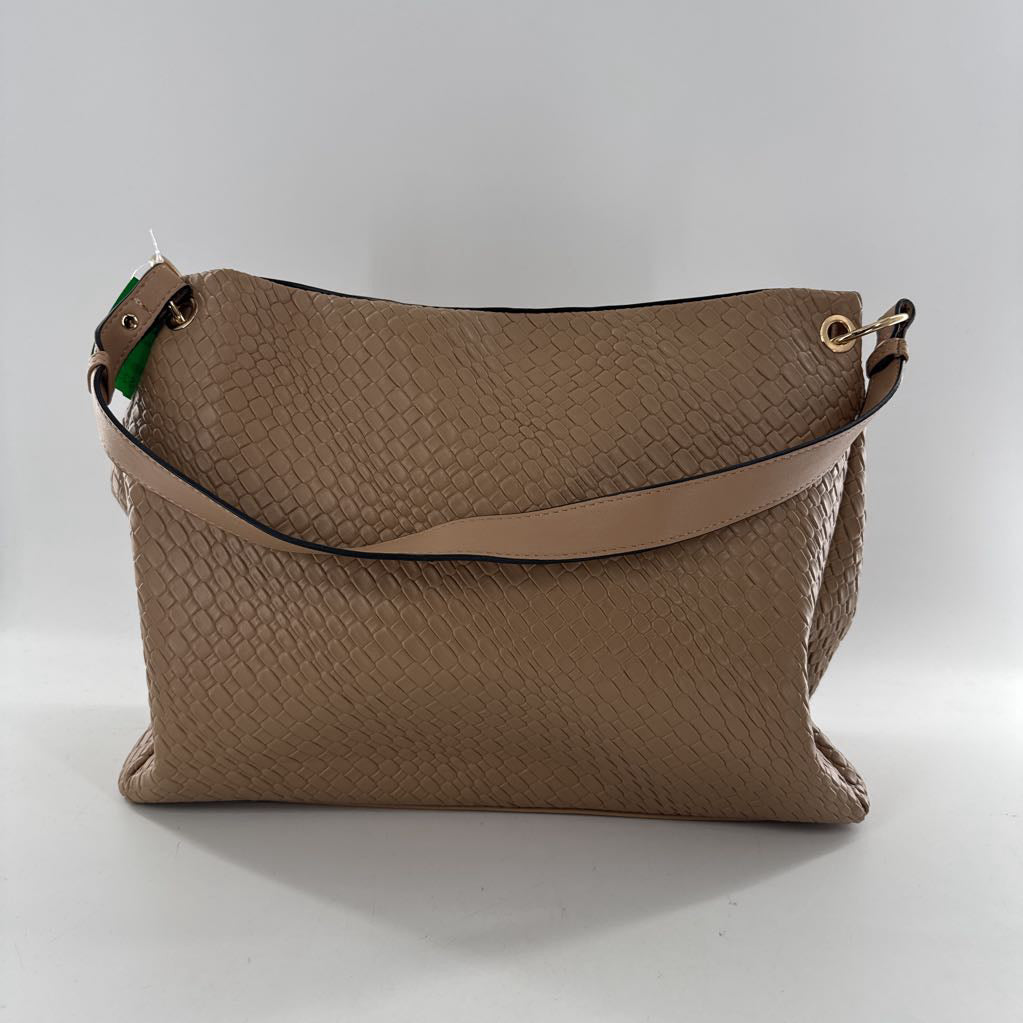 vegan leather embossed shoulder bag