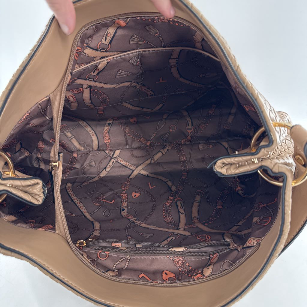 vegan leather embossed shoulder bag