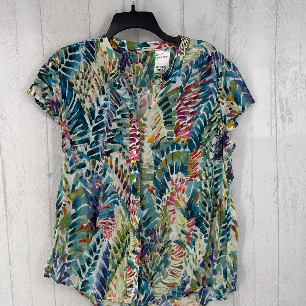 L s/s print button shirt