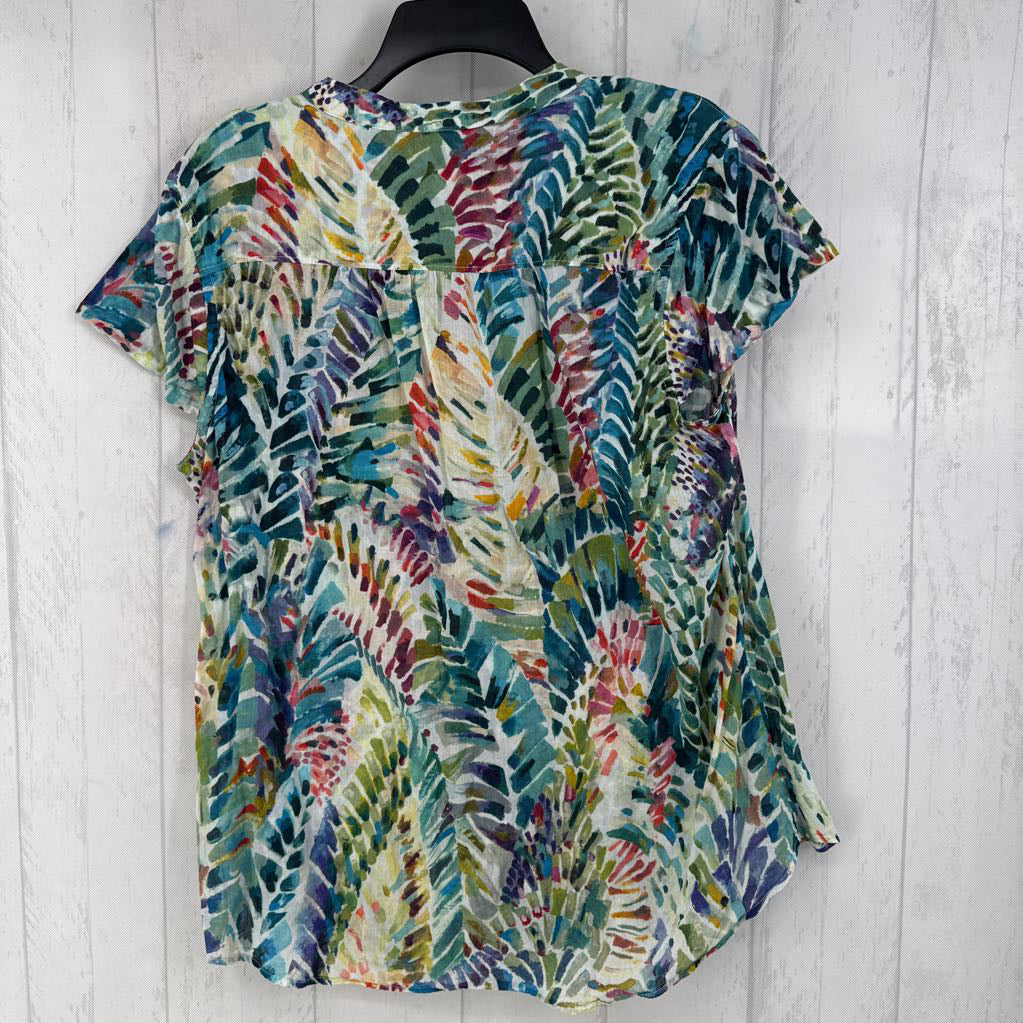 L s/s print button shirt