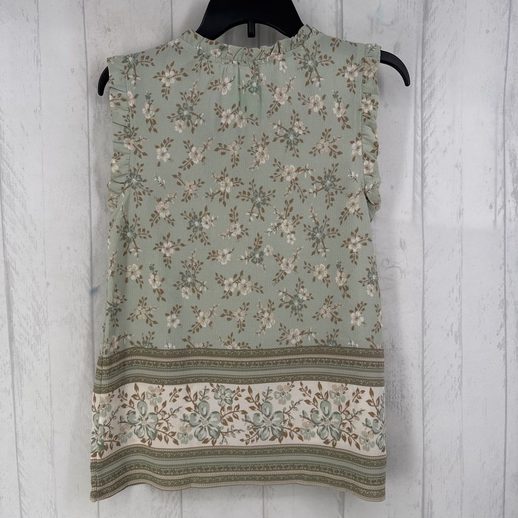 S ruffle flower print tank