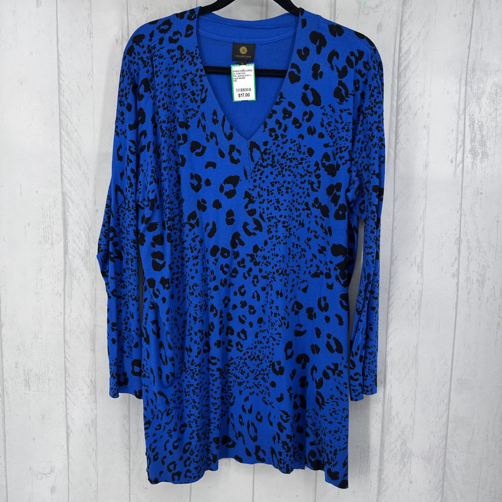 XXL animal print v-neck sweater