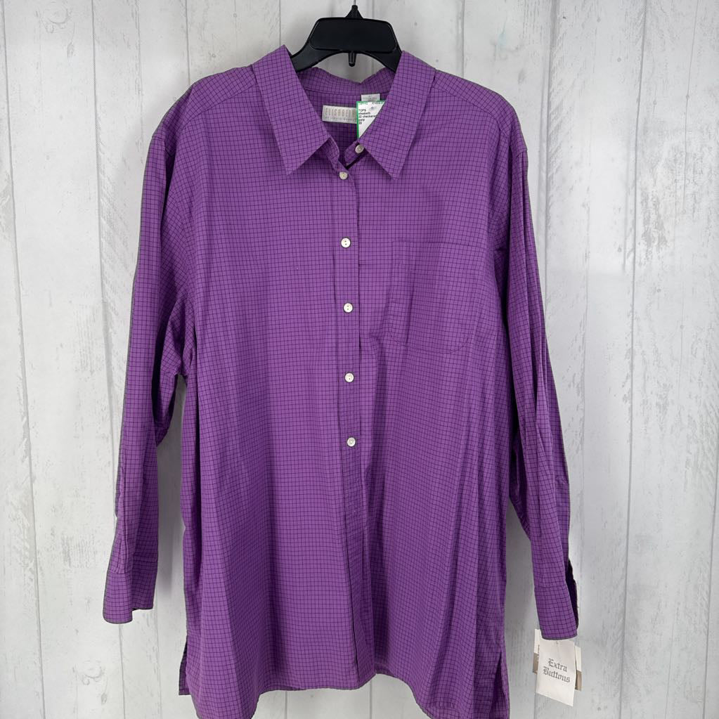 22 checkered button down l/s top