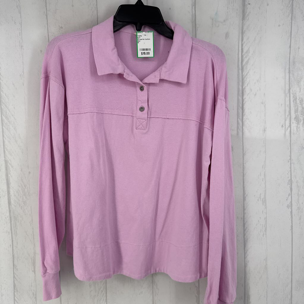 M quarter button down l/s top