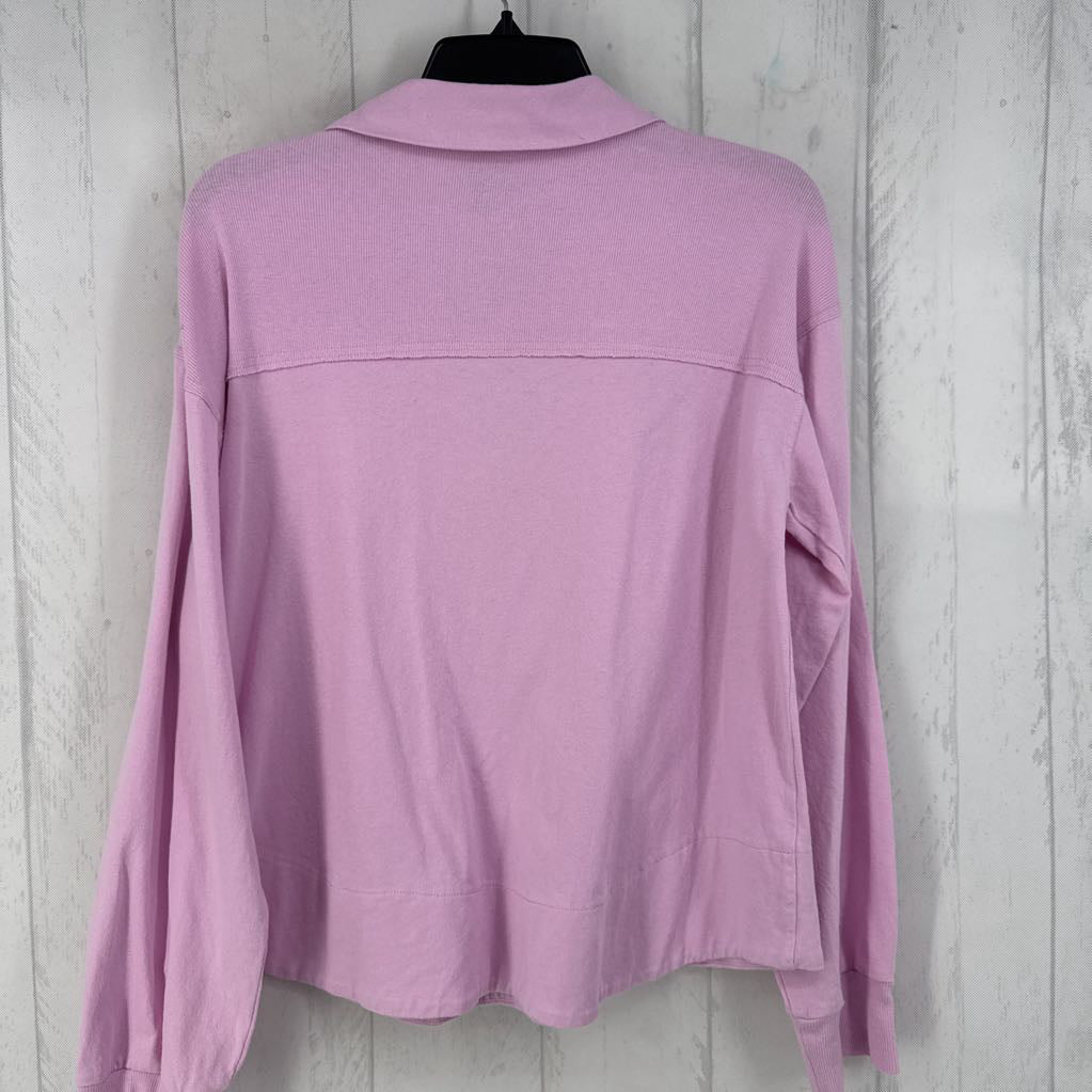 M quarter button down l/s top