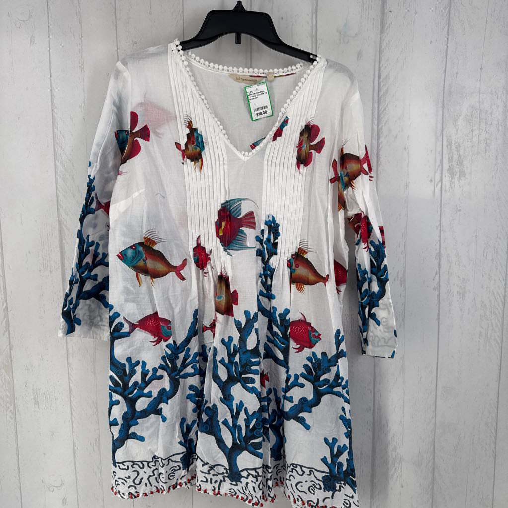 L v-neck sea life l/s top
