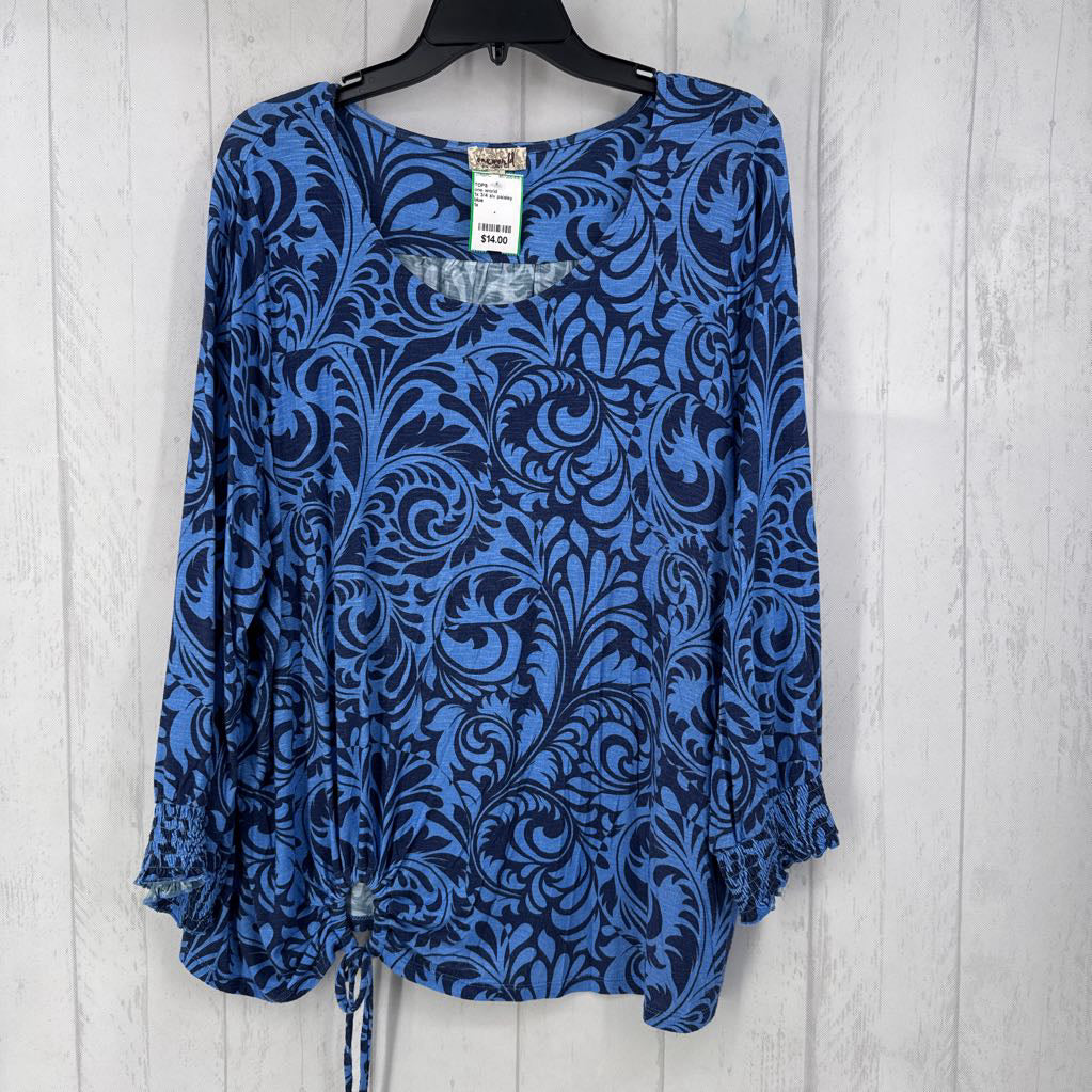 1x 3/4 slv paisley print top
