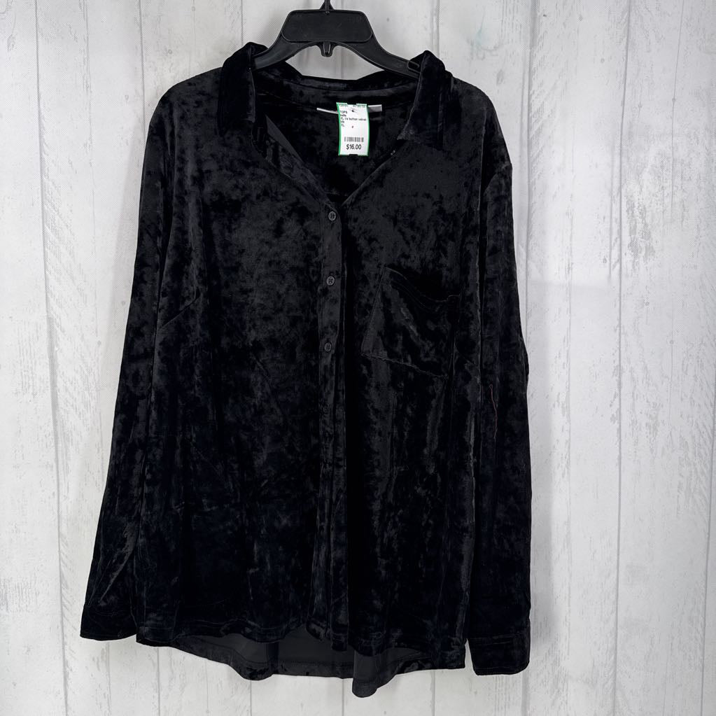 XL l/s button velvet shirt