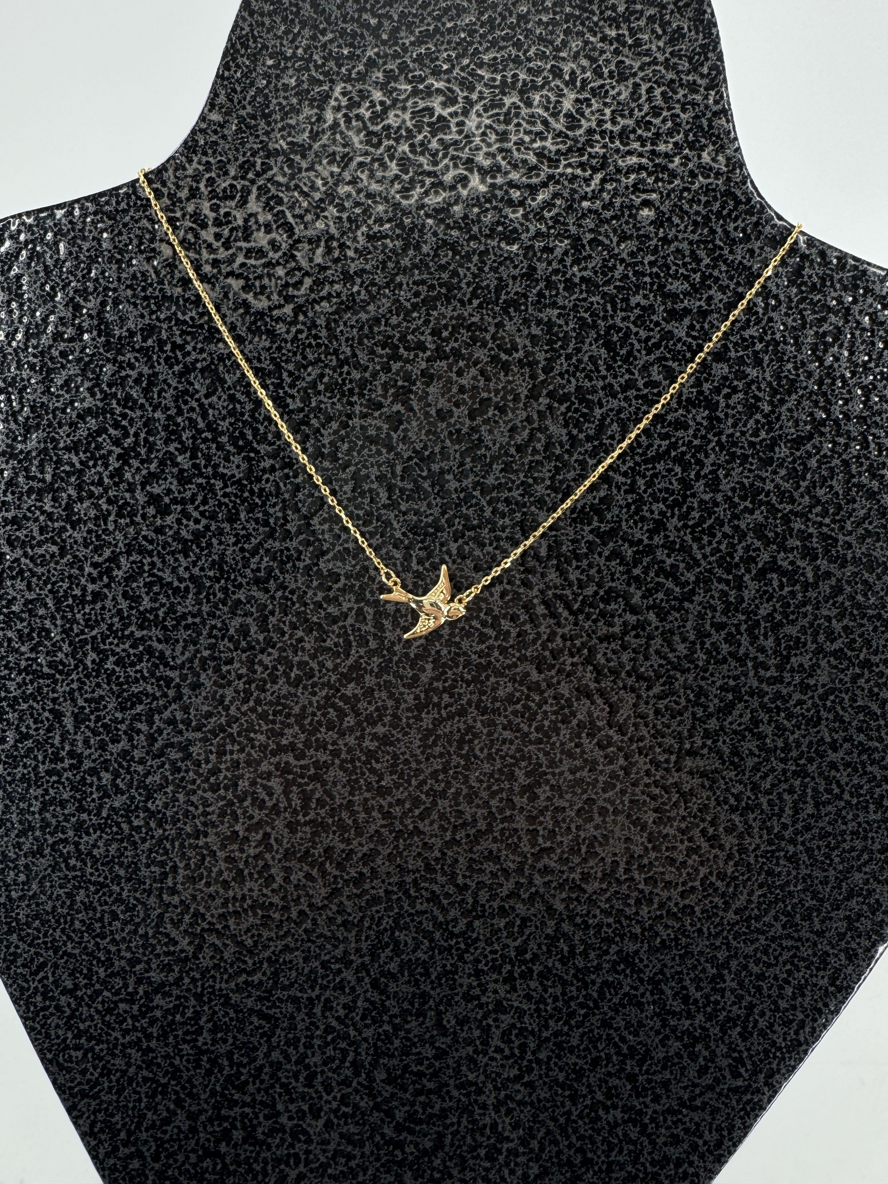 9" goldtone bird necklace