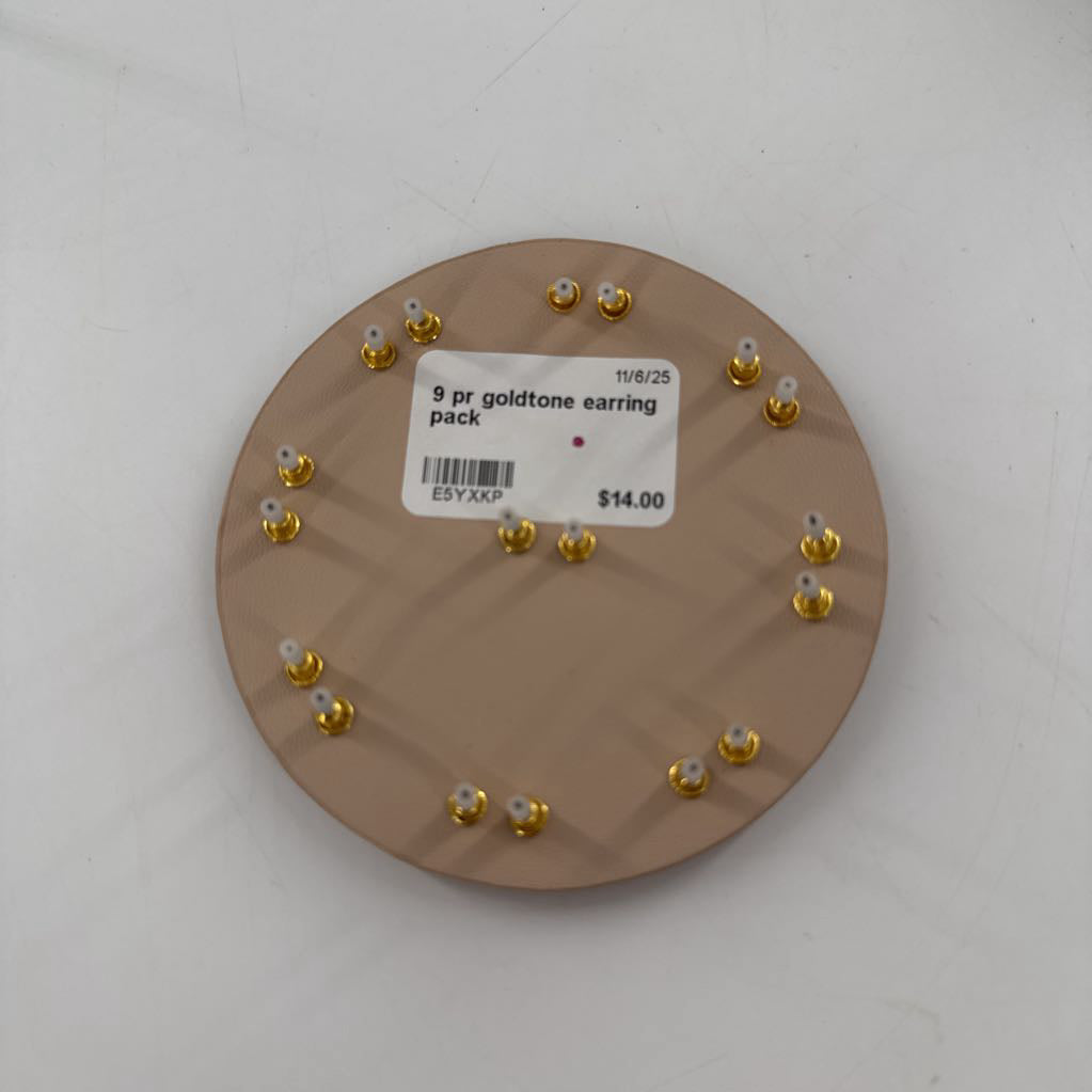 9 pr goldtone earring pack