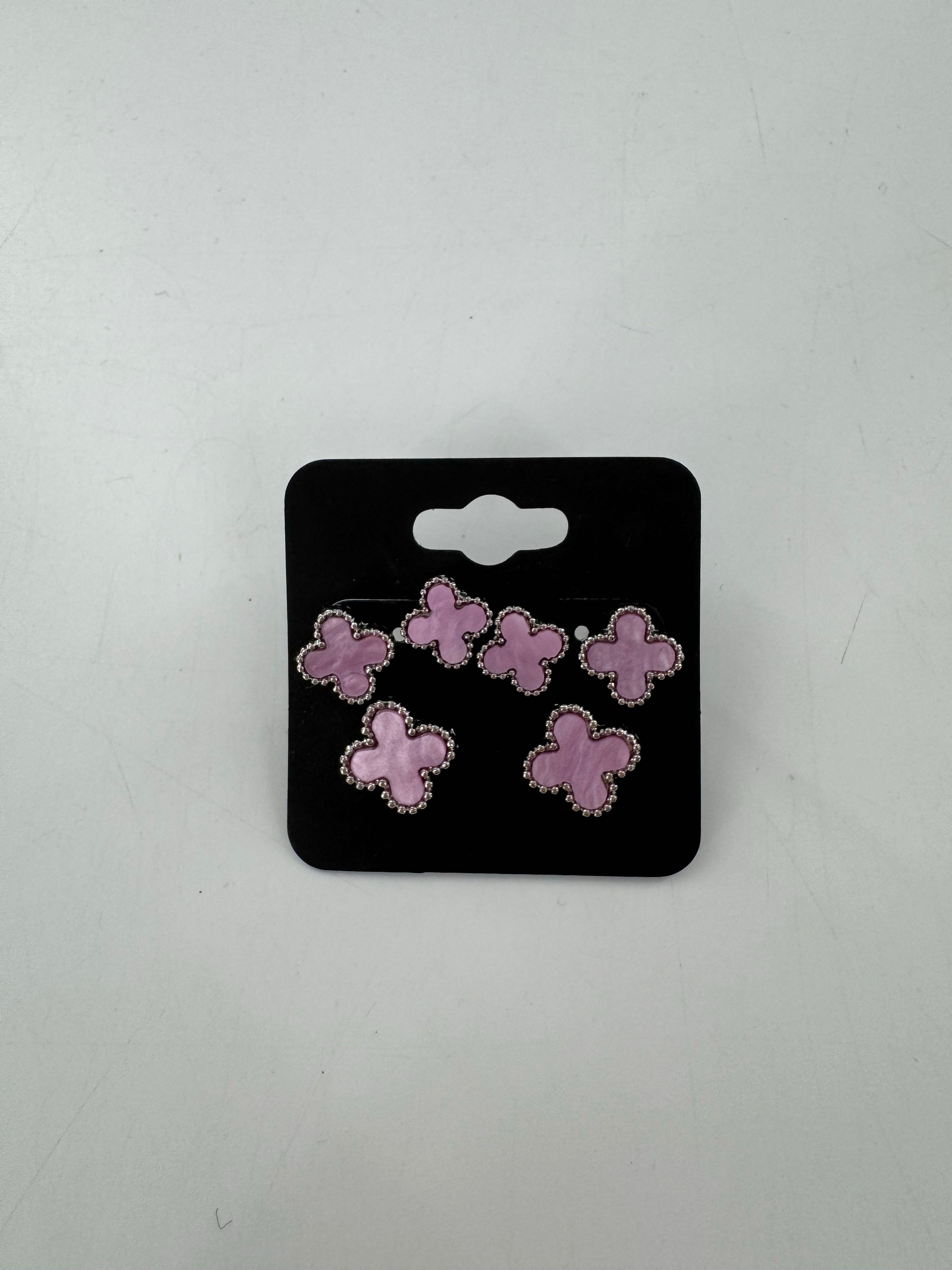 clover earring set lilac/silv